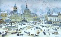 1905 年の冬のルビャンスカヤ広場 コンスタンティン ユオンの街並み 都市のシーン